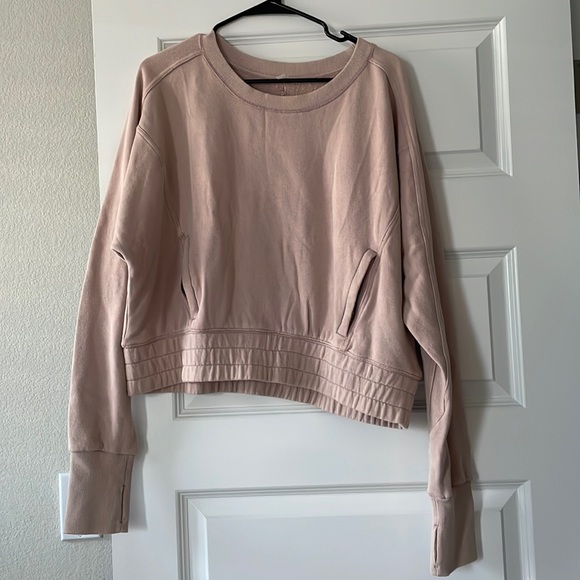 Free People Movement cropped pink sweatshirt with zipper pockets - Picture 1 of 4